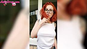 sexy redhead babe wet tshirt window wash homemade horny