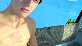 daddy watch me flash n jerk skinny cock in public ski gondola forest 😈🌲🍆