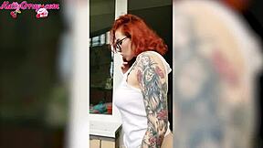 sexy redhead babe wet tshirt window wash homemade horny