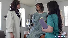 doctor fists patient's tight ass in lesbian hospital exam frenzy