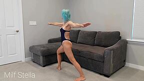 Stepmom Stella's footjob workout milks downward dick episode five