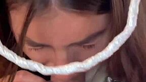 i'm practicing sloppy deepthroat on this monster cock... 18yo brunette teen pov