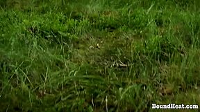 blonde slave bound in garage chains gets whipped hard by mistress