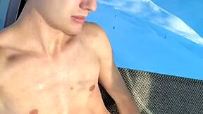 daddy watch me flash n jerk skinny cock in public ski gondola forest 😈🌲🍆