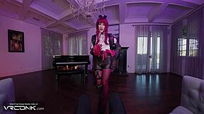 vr cosplay pt1: skinny kafka babe rides caelus monster cock deep honkai parody
