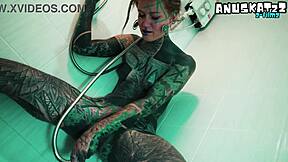 i'm squirting hard testing new shower wand on my goth pussy