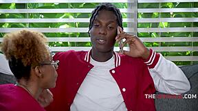 nerd bends petite ebony stepsis doggystyle pounding pussy for his notes?