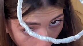 i'm practicing sloppy deepthroat on this monster cock... 18yo brunette teen pov