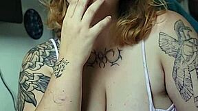 Chubby milf smokes while smothering you with huge tits!