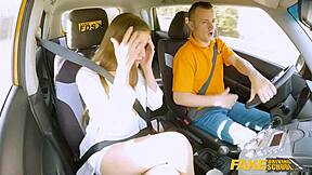 sofia smith cute spanish brunette teen fucks hard in fake driving school car