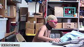 leashed aria faye takes huge white cock from lp officer garage fuck