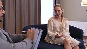 PSYCHOLOGIST STRETCHES MY PUSSY WIDE OPEN RAW DOGGY ON SOFA!