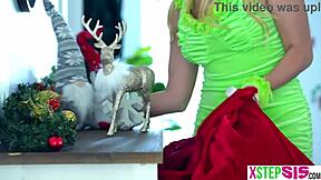 Blonde bratty teen stepsis Khloe Kapri got lucky this Christmas