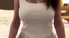 gorgeous stepmom rocks short skirt teases during horny webcam massage session