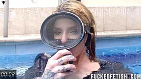 Check out horny Ashlee Rose in her slutty dress scuba diving underwater.