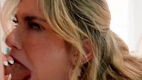 Stepdad taught this teen how to deepthroat gag and spit on big cock.