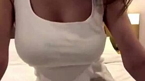 gorgeous stepmom rocks short skirt teases during horny webcam massage session