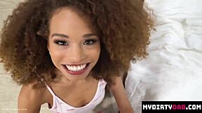 Daddy's hard cock grinds my thigh, begging for more!