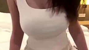 gorgeous stepmom rocks short skirt teases during horny webcam massage session