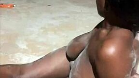 i'm outside fingering my curvy ebony ass a bit