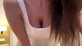gorgeous stepmom rocks short skirt teases during horny webcam massage session