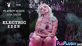 shia snow's big inked ass pops in sexy lingerie poses