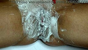 closeup trimmer razor shaves juicy teen pussy bald smooth