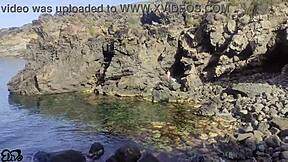 Watch girlfriend flash big natural tits and get naked on public beach compilation