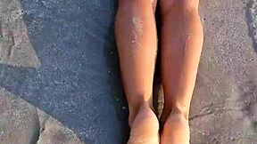 flashing my sexy white bikini on the beach today