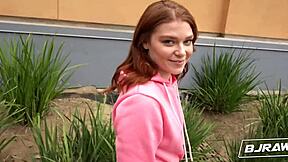 look at this hot redhead katerina deville's petite body covered in my thick cum after bjraw blowjob