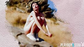 skinny latina sophia strips outdoors for playboy playmate vibes