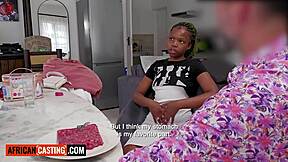 tiny ebony teen's tight pussy stretched by bwc in casting you like pounding this small tits cutie? 😈💦