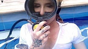 skinny latina ashlee rose teases big ass natural tits underwater pool scuba