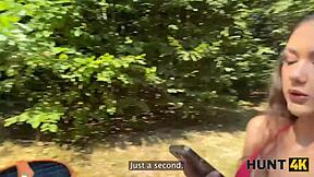 hunt4k. czech teen deepthroats old rich guy outdoors pov