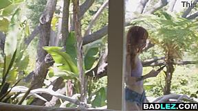 😈 peeping teen babysitter railed hard by milfs in 3some!! 🍑💦