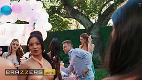 cheating ffm threesome ends with lana violet facial cumshot