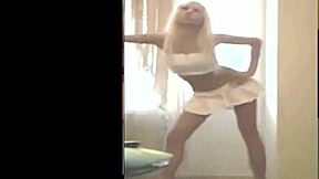 blonde teen dances in heels skirt upskirt for you german style