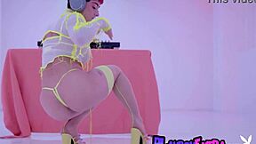 nude latina teen mia valentine djing in stockings striptease