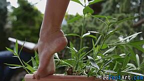 kinky outdoor teen footjob leads to hardcore blast?