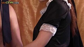 british cfnm maids femdom blow sub dick in uniform heels