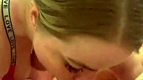 stepson walks in and mommy gives him sloppy deepthroat blowjob