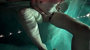 cute horny girlfriend fingers to orgasm alone poolside at night