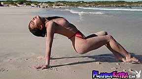 glamorous ukrainian teen gloria sol strips naked on beach