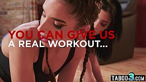 petite latina teen emily pink and gf try anal workout on huge dick