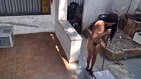 Latina teen bent over doggystyle anal with bikini tan lines on big ass