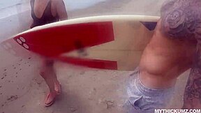 thick latina gags deep on beach stranger cock 😩🍆💦