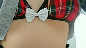 wanna see cute student rip clothes off and grope her natural tits?