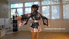 extrasmall asian teen undresses pigtails for tight pussy doggystyle dildo pounding