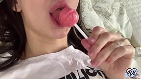 wanna see this cute tattooed teen rub her tight wet pussy with chupa chups?