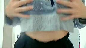 wanna see cute student rip clothes off and grope her natural tits?